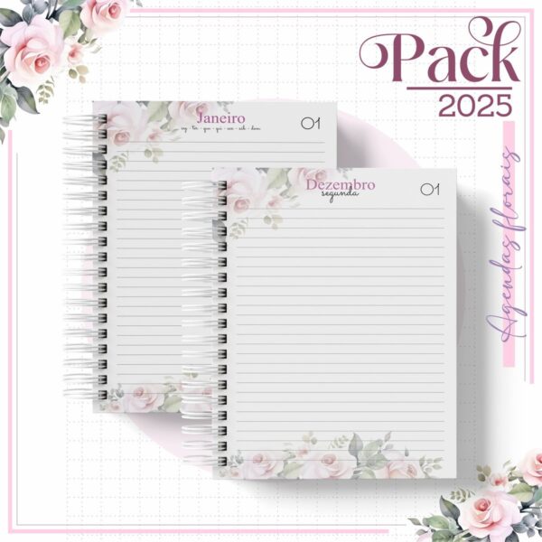 Agenda Feminina Floral Minimalista 2025 - Arquivo Digital