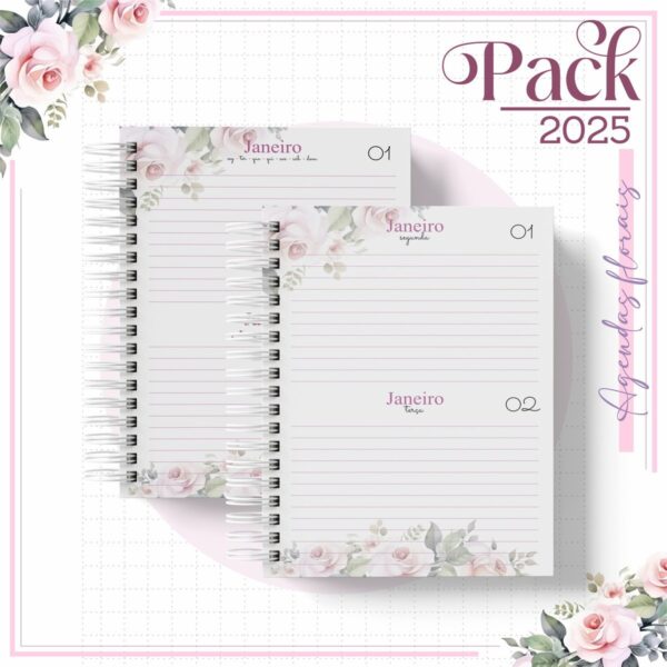 Agenda Feminina Floral Minimalista 2025 - Arquivo Digital