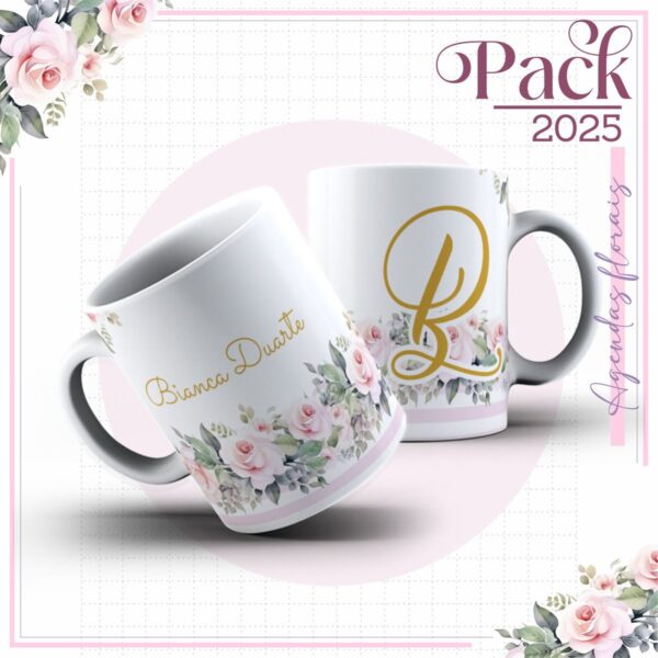Agenda Feminina Floral Minimalista 2025 - Arquivo Digital