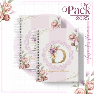 agenda feminina floral rose 2025 arquivo digital