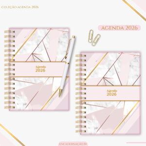 agenda feminina geometric rose 2026 arquivo digital