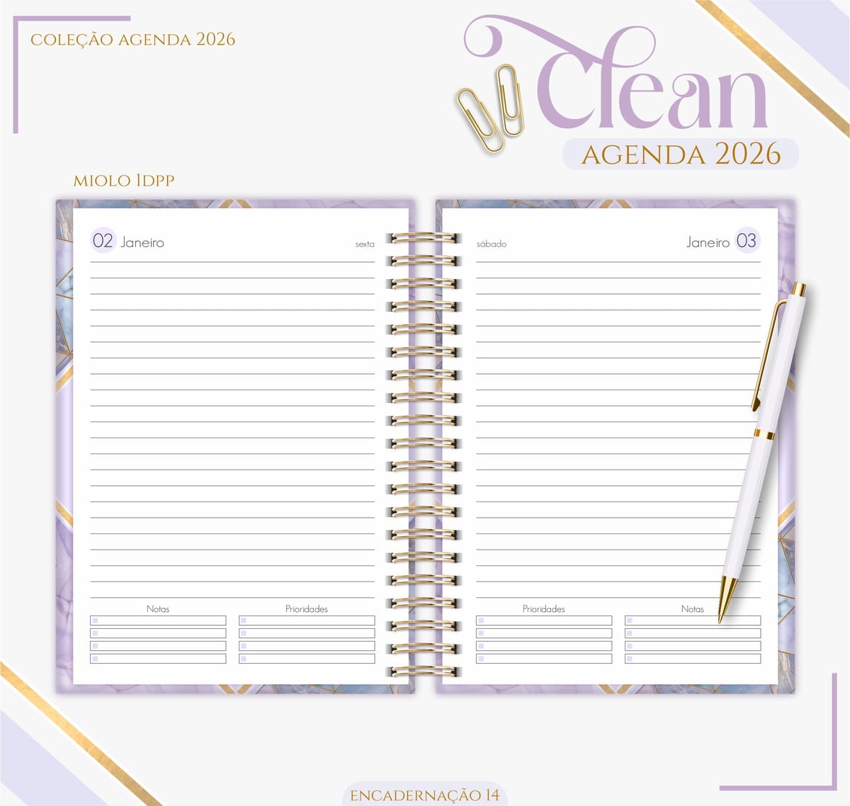 Agenda Feminina Lilás 2026 Digital para Imprimir 2 Agenda Feminina Lilás 2026 Digital para Imprimir - Imagem 2
