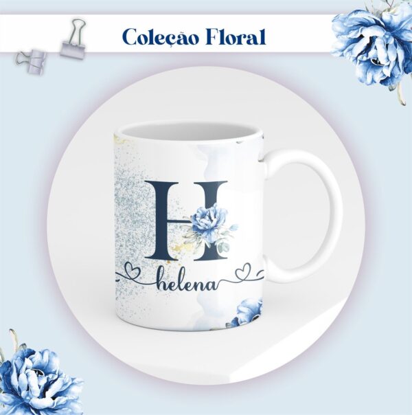 Agenda Floral Azul Datada 2023 - Arquivo Digital