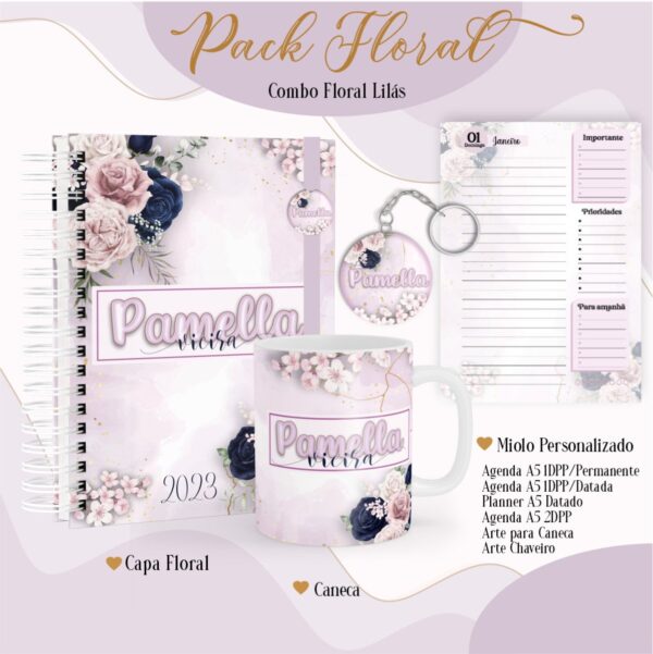 Agenda Floral Lilás 2023 - Arquivo Digital