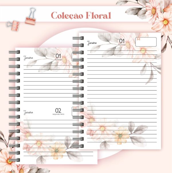 Agenda Floral Listrado Datada 2023 - Arquivo Digital