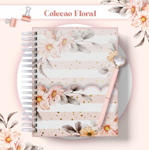 Agenda Floral Listrado Datada 2023 - Arquivo Digital