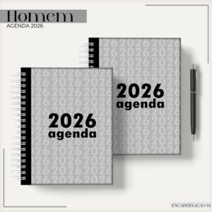 agenda masculina 2026 cinza arquivo digital