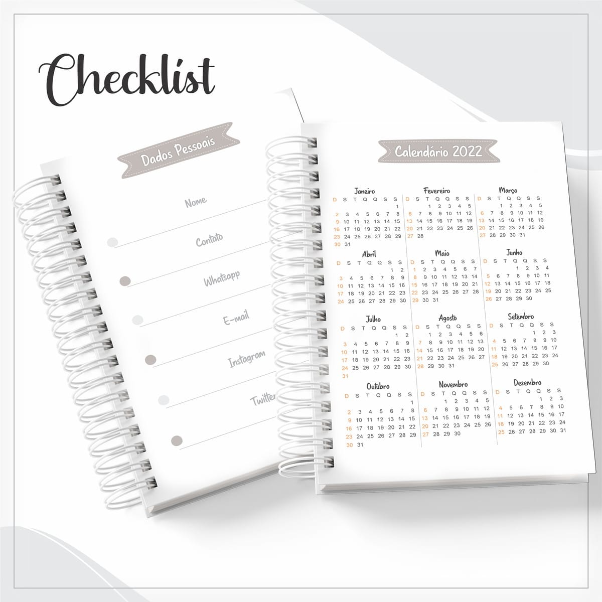 Agenda Masculina Digital para Encadernação em PDF A5 3 Agenda Checklist Masculina Marrom Arquivo Digital 3
