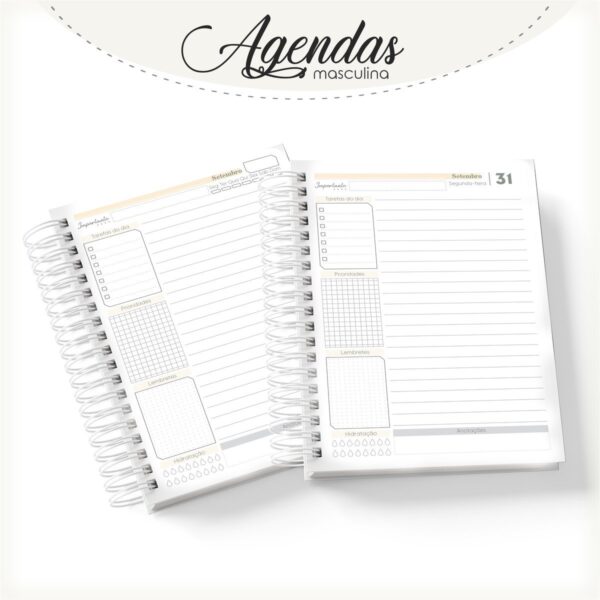 Agenda Masculina Iniciais Dourada - Arquivo Digital