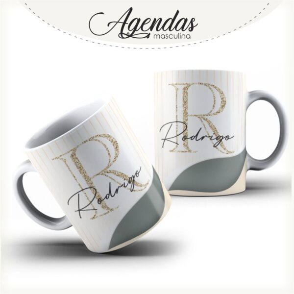 Agenda Masculina Iniciais Dourada - Arquivo Digital