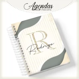 Agenda Masculina Iniciais Dourada - Arquivo Digital