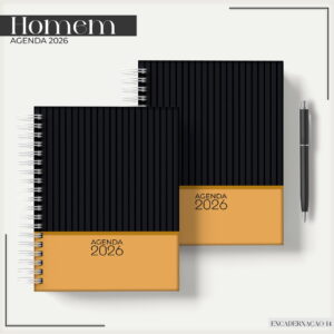 agenda masculina preto e amarelo 2026 arquivo digital