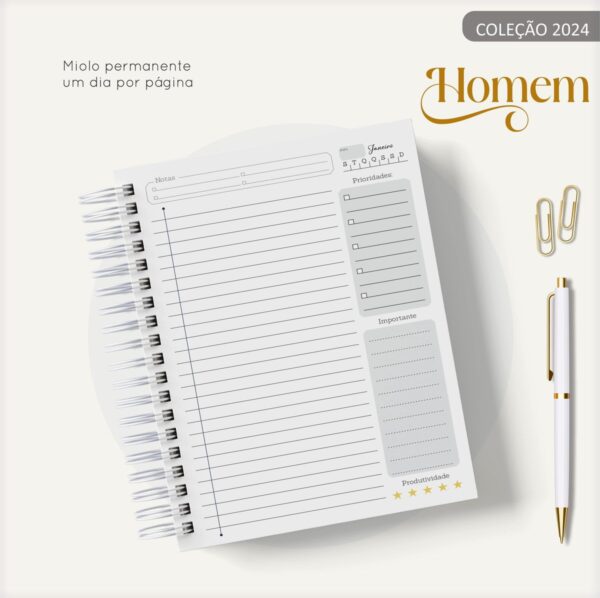 Agenda Masculina Quadrinho Preto - Arquivo Digital