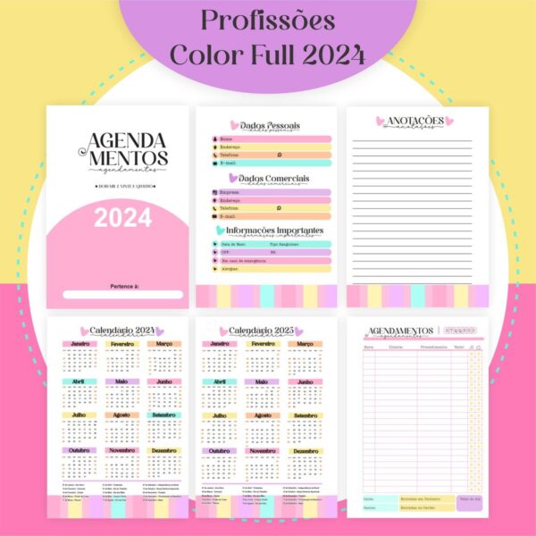 Agendas Profissões Femininas Candy Full - Arquivo Digital