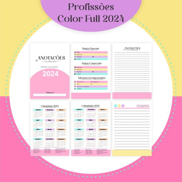 Agendas Profissões Femininas Candy Full - Arquivo Digital