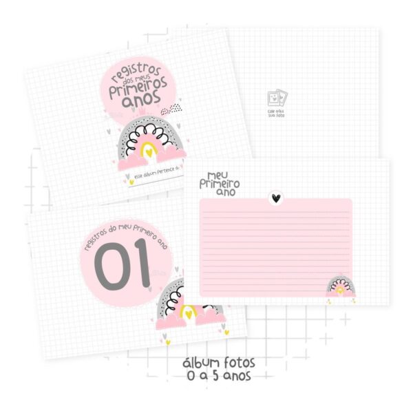 Álbum de Fotos Arco íris Menina (0 a 5 anos) -Arq. Digital