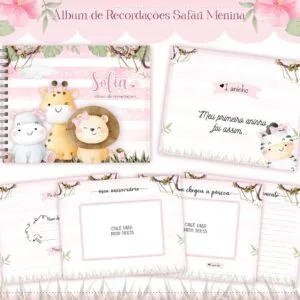 Álbum do Bebê Safari Menina - Arquivo Digital 21 Álbum do Bebê Safari Menina - Arquivo Digital