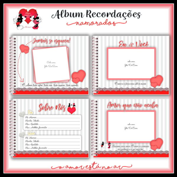 Álbum e Diário Dia dos Namorados Minnie e Mickey-Arq.Digital