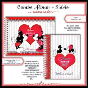 Álbum e Diário Dia dos Namorados Minnie e Mickey-Arq.Digital