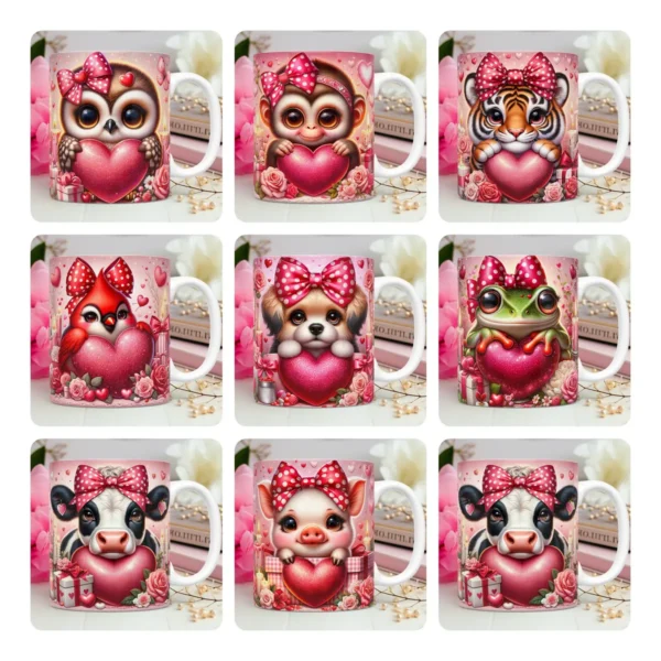Amor Animal em 3D: Designs para Personalizar Canecas