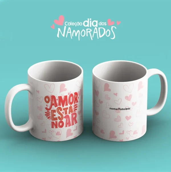 Amor Estampado: 52 Artes JPG para Canecas de Namorados