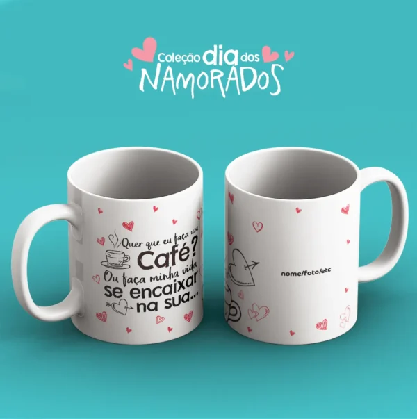 Amor Estampado: 52 Artes JPG para Canecas de Namorados