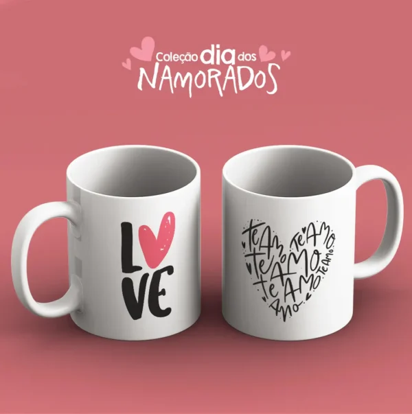 Amor Estampado: 52 Artes JPG para Canecas de Namorados
