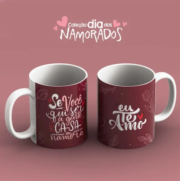 Amor Estampado: 52 Artes JPG para Canecas de Namorados