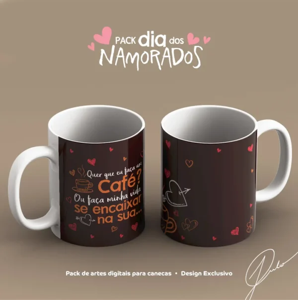 Amor Estampado: 52 Artes JPG para Canecas de Namorados