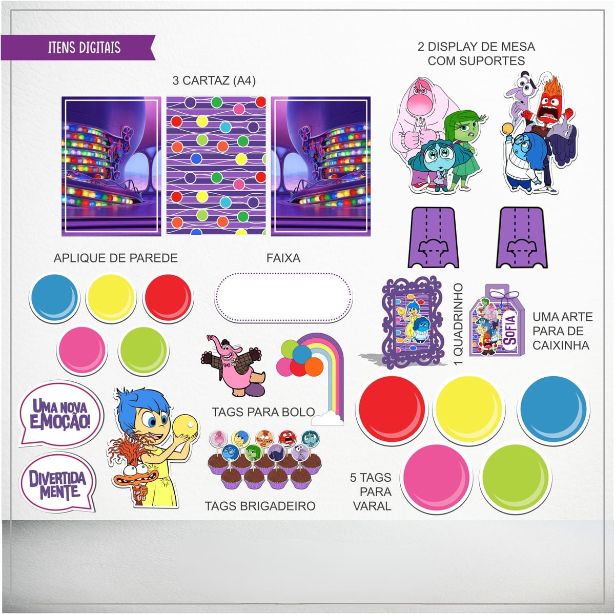 Arquivo de Corte Divertidamente Só Um Bolinho Studio e PDF 2 Kit festa digital com elementos temáticos coloridos para celebração.