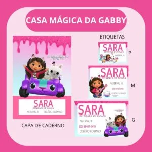 Arquivo de Corte Etiqueta Escolar a Casa Mágica da Gabby 27 Arquivo de Corte Etiqueta Escolar a Casa Mágica da Gabby