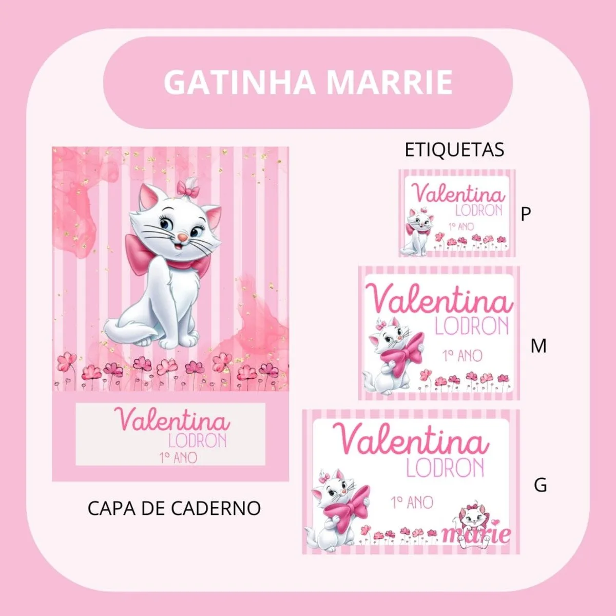 Arquivo de Corte Etiqueta Escolar Gatinha Marie 5 Arquivo de Corte Etiqueta Escolar Gatinha Marie