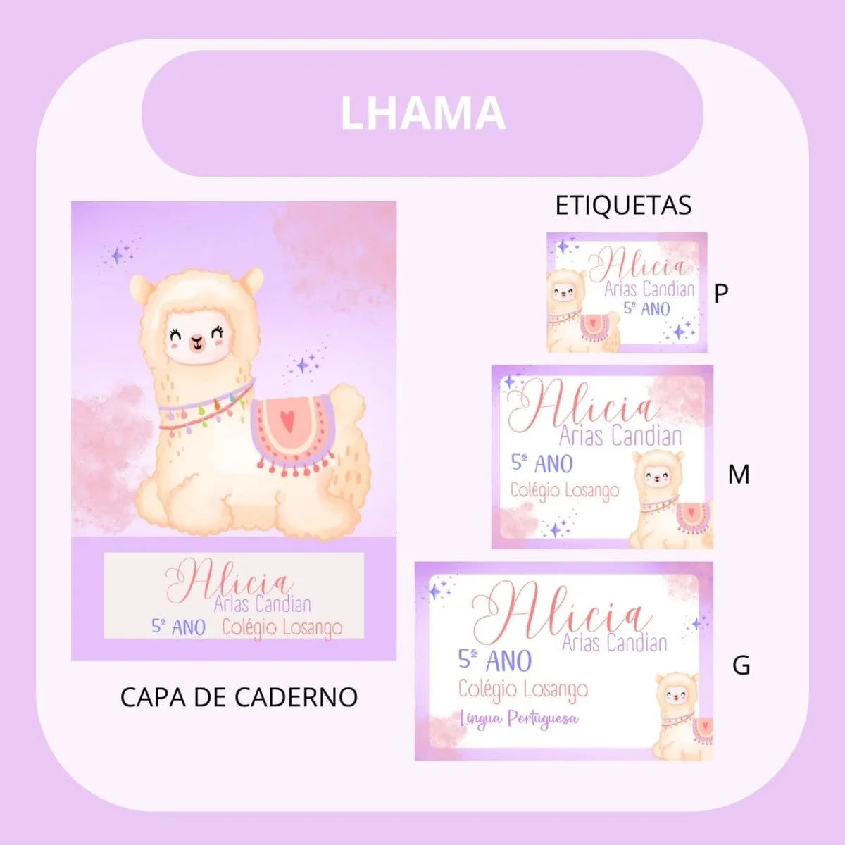 Arquivo de Corte Etiqueta Escolar Lhama 4 Arquivo de Corte Etiqueta Escolar Lhama