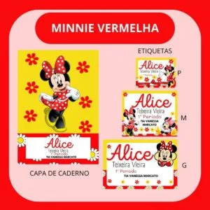 Arquivo de Corte Etiqueta Escolar Minnie Vermelha 20 Arquivo de Corte Etiqueta Escolar Minnie Vermelha