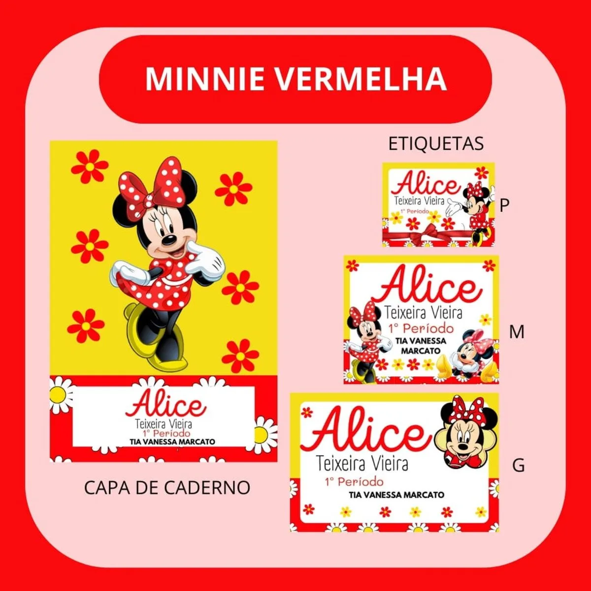 Arquivo de Corte Etiqueta Escolar Minnie Vermelha 2 Arquivo de Corte Etiqueta Escolar Minnie Vermelha