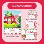 Arquivo de Corte Etiqueta Escolar Moranguinho 5 Arquivo de Corte Etiqueta Escolar Moranguinho