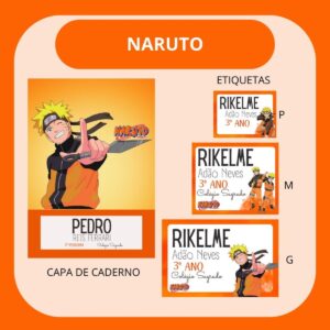 arquivo de corte etiqueta escolar naruto arte digital
