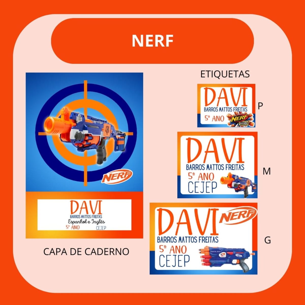 Arquivo de corte etiqueta escolar Nerf para Silhouette 1 Arquivo de corte etiqueta escolar Nerf para Silhouette