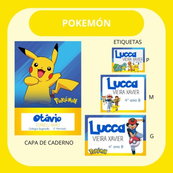 Arquivo de Corte Etiqueta Escolar Pokémon