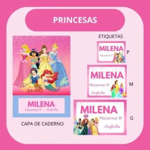 Arquivo de Corte Etiqueta Escolar Princesas