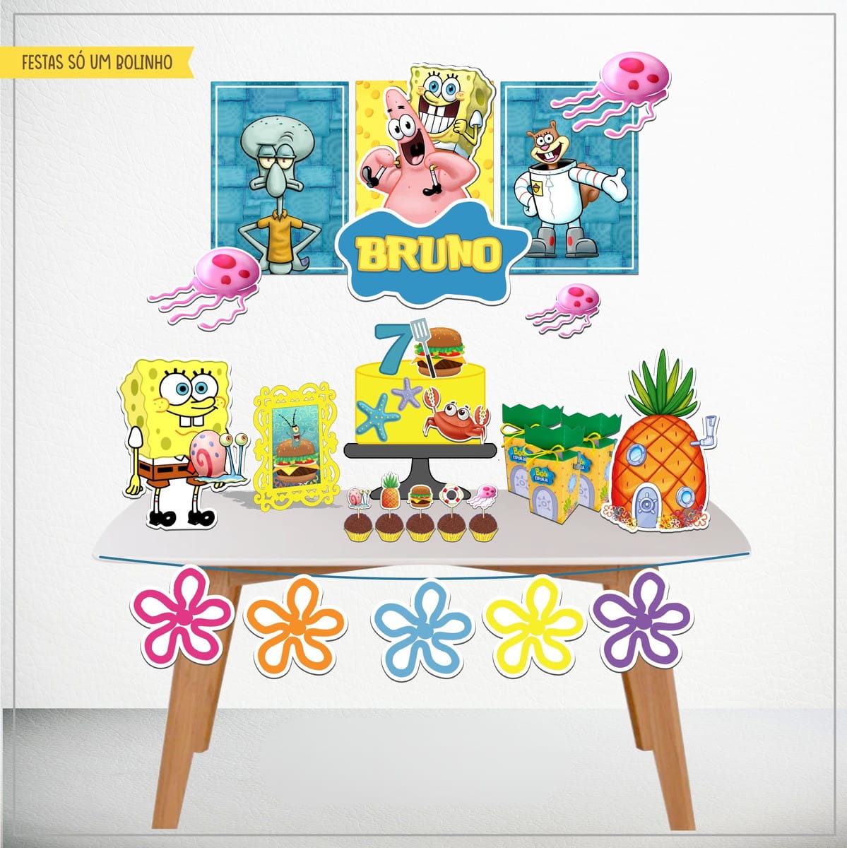 Arquivo de Corte Bob Esponja para Festa em Studio e PDF 1 Arquivo de Corte Bob Esponja para Festa em Studio e PDF