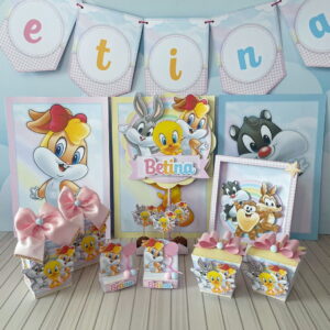 arquivo de corte festa looney tunes rosa studio e pdf