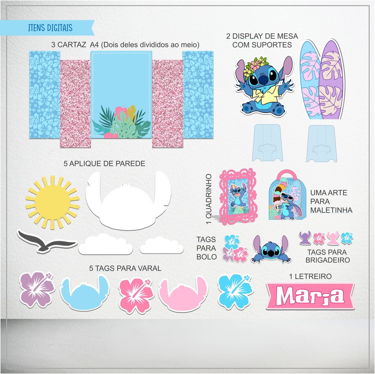 Arquivo de Corte Festa Stitch Menina em Studio e PDF 2 Arquivo de Corte Festa Stitch Menina em Studio e PDF - Imagem 2