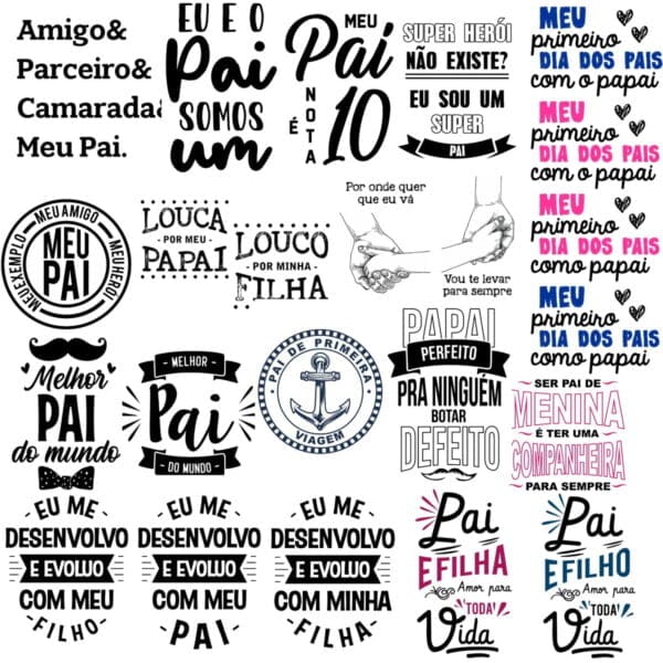 Arquivo Dia dos Pais Frases Lettering Vetor Corel Draw