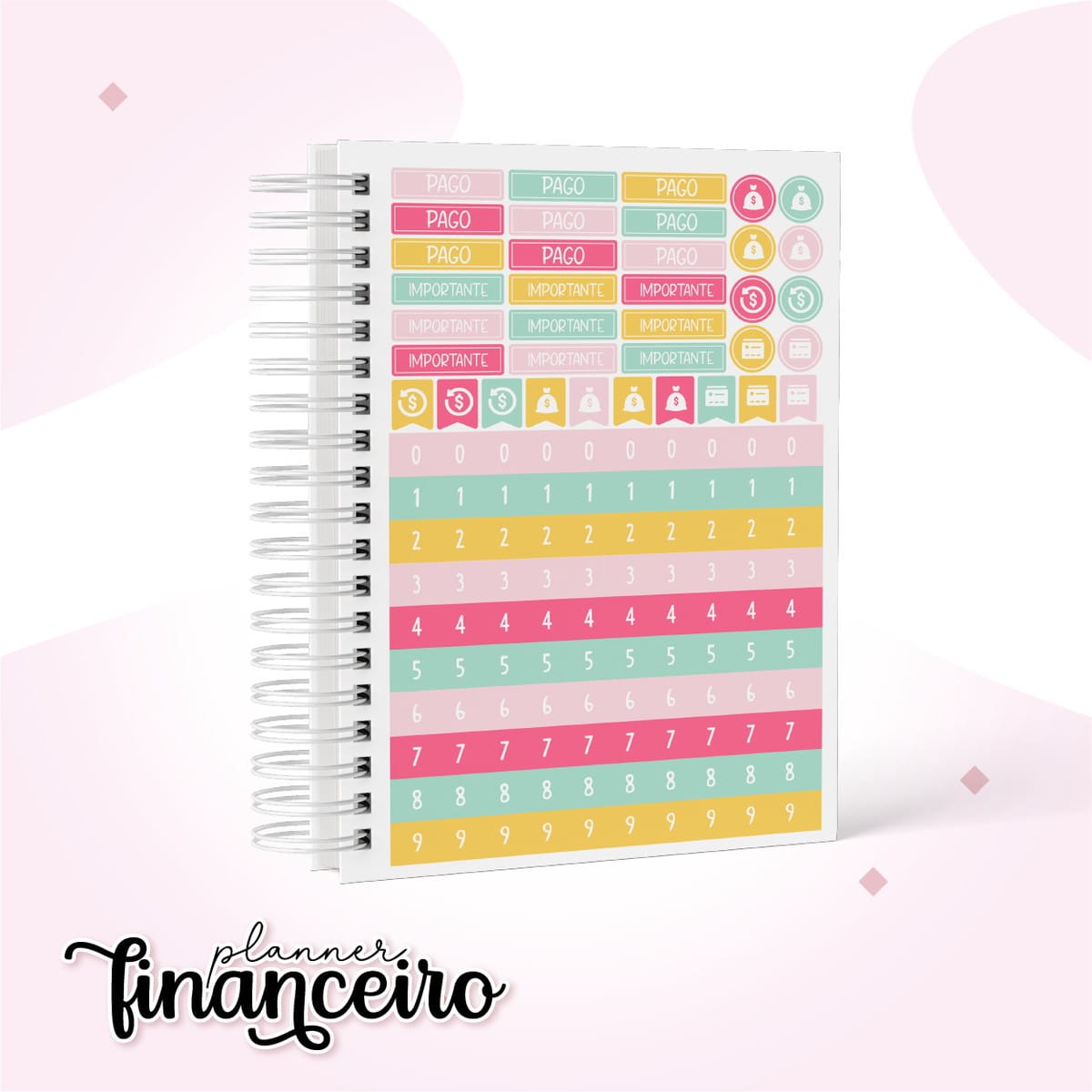 Adesivos Planner Financeiro Kit Digital A5 para Corte 1 Adesivos Planner Financeiro Kit Digital A5 para Corte