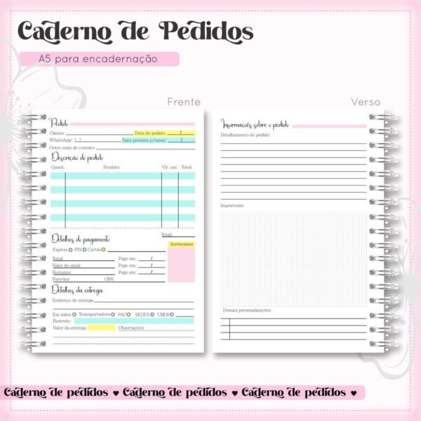 Arquivo Digital Caderno de Pedidos Menina