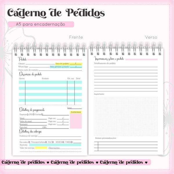 Arquivo Digital Caderno de Pedidos Menina