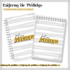 Arte digital de dois cadernos de pedidos com encadernação lateral e superior.