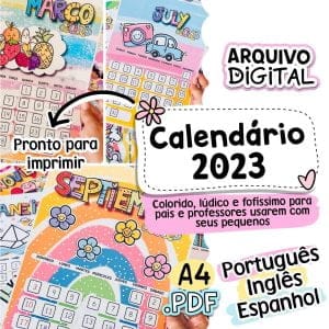 Arquivo Digital Calendário Pedagógico 2023 Infantil Fofo