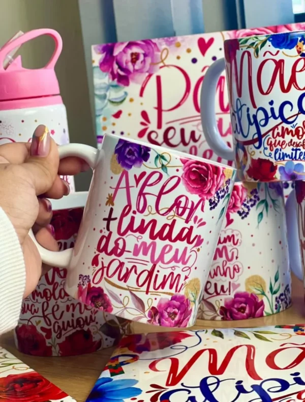Arquivo Digital de Estampas Florais para Canecas Dia das Mães